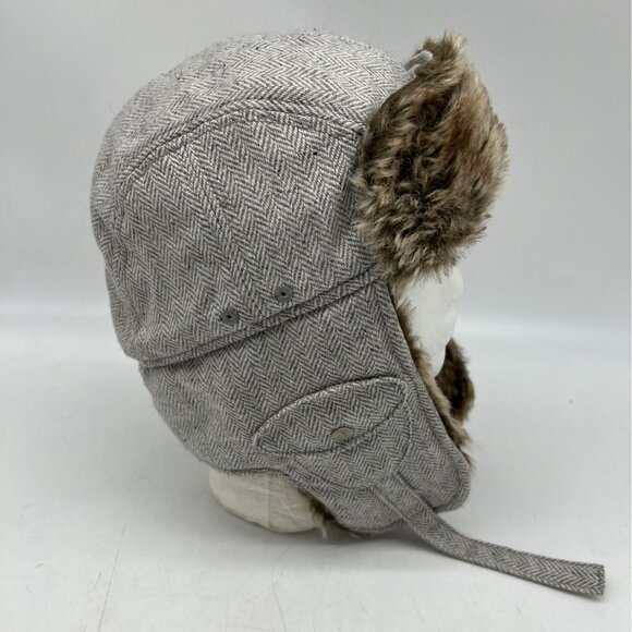 Ben Sherman Mens Winter Trapper Hat L/XL Faux Fur Classic Outdoors Gray Casual - Picture 5 of 6